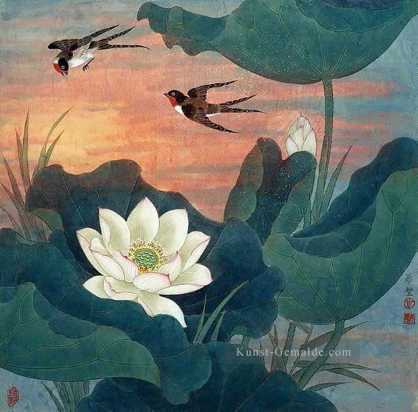 Vögel im Sonnenuntergang chinesische Malerei Ölgemälde